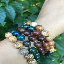 Carica l&#39;immagine nel visualizzatore di Gallery, Mala Crisocolla, Pietra Paesina &amp; Legno
