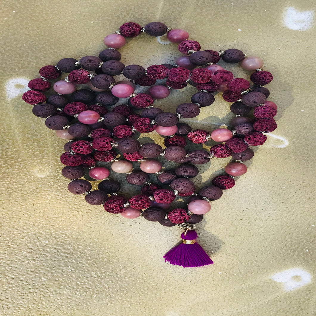Mala Rodonite & pietra Lava
